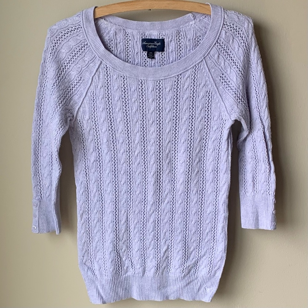 American Eagle Outfitters light purple cable knit sweater